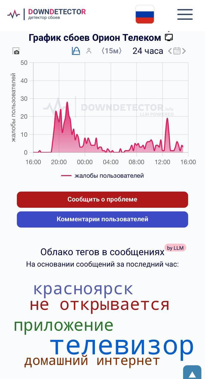 Абоненты «Орион Телекома» сообщают о сбоях в работе интернета. Первые жалобы...