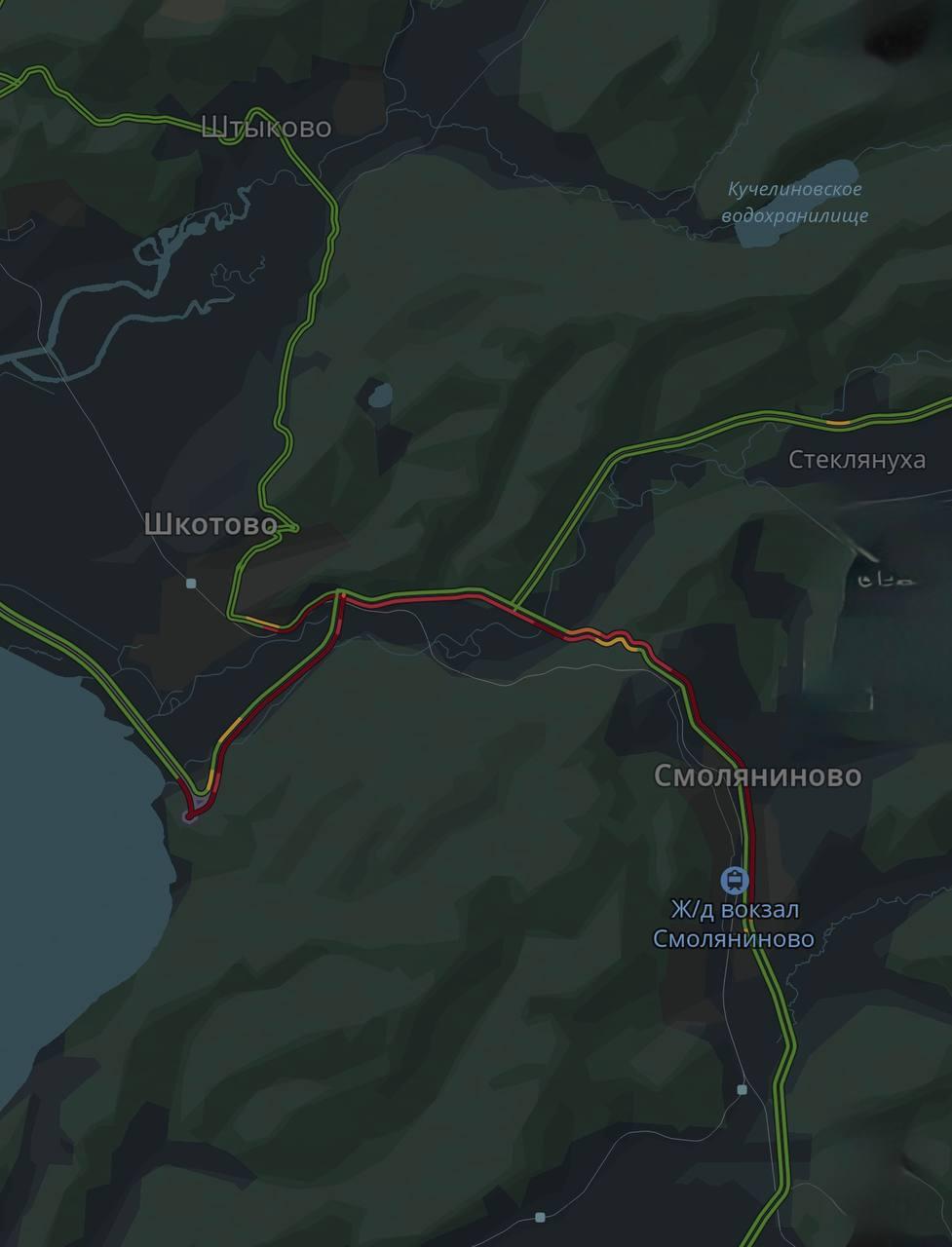 🗣В Приморье на трассе в сторону Смоляниново дорога оказалась перекрыта в обе...