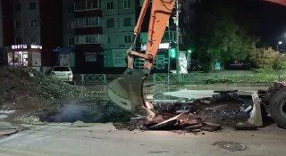 Поздней ночью в Саяногорске начались работы на перекрестке Ленина-Пионерской,...