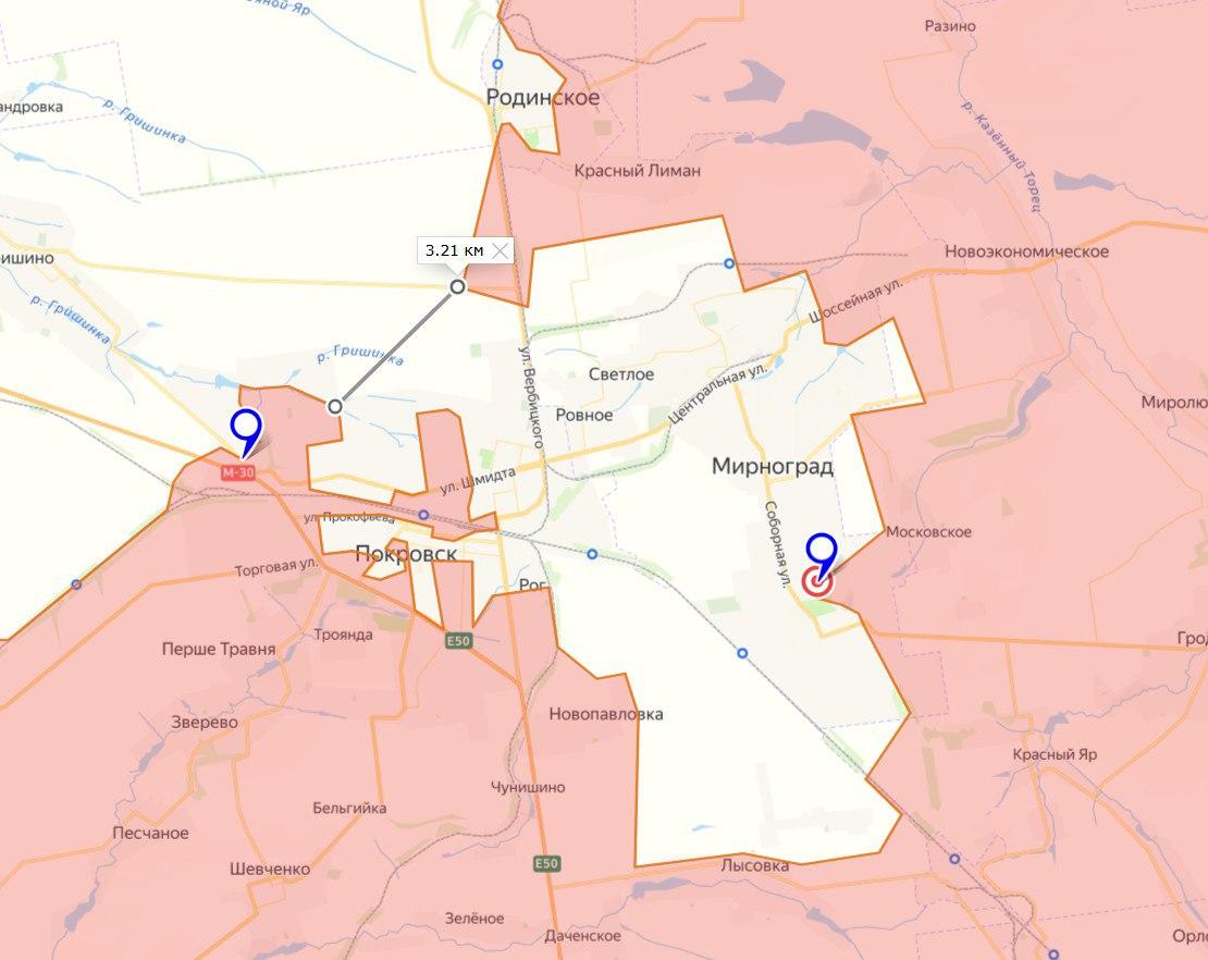 До полного закрытия Покровско-Мирноградского котла остается чуть более 3 километров